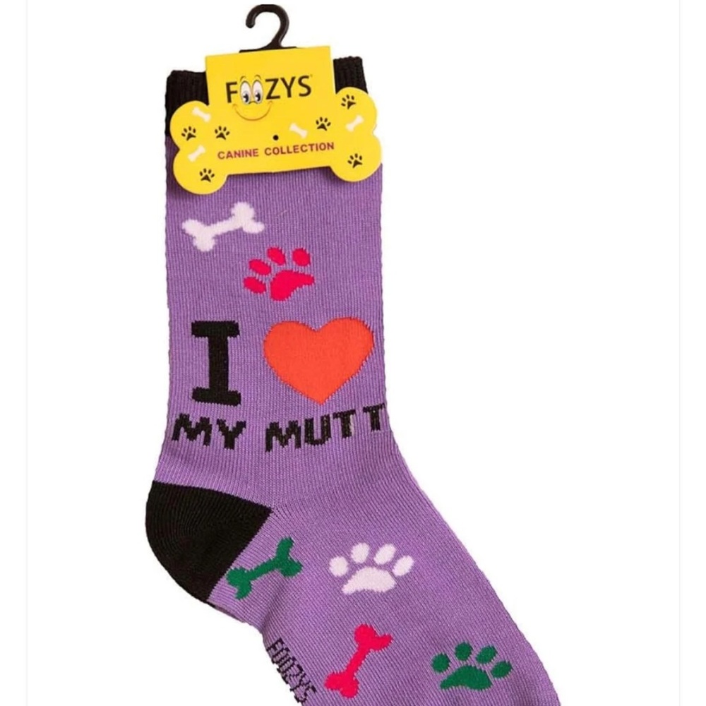 I LOVE MY MUTT Ladies Socks PAW PRINTS, DOG BONES